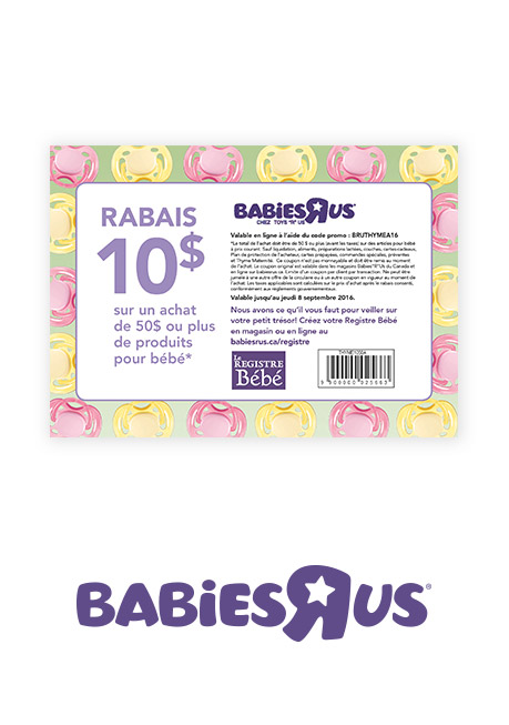 Un coupon-rabais de 10 $ babiesrus