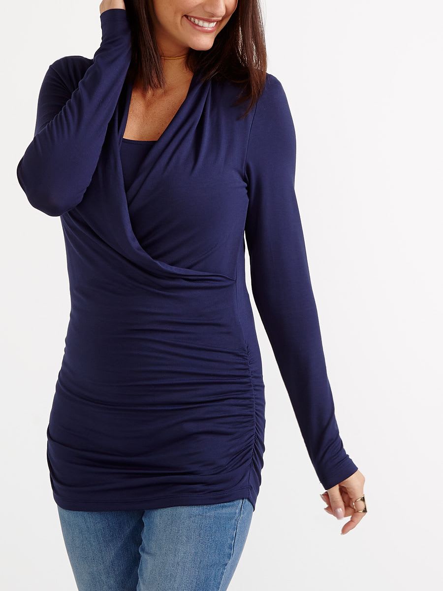 Long Sleeve Crossover Nursing Top | Thyme Maternity