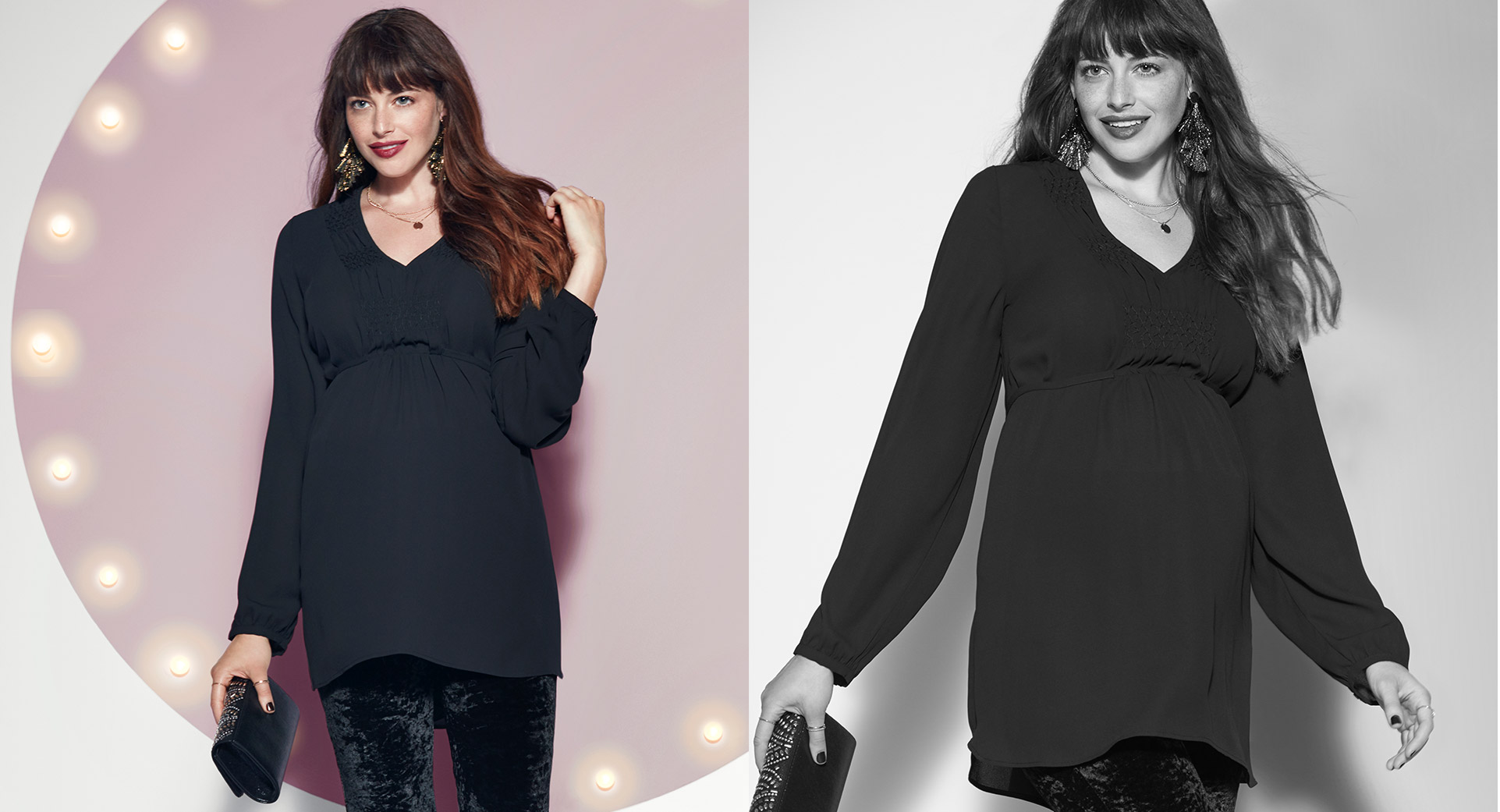 Top love. Accentuate your bump with ties at the empire waist and flattering fits. We're giving you top love!