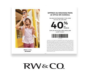 40% en coupon-rabais sur la collection pour hommes