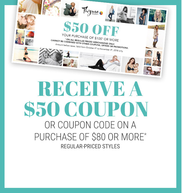 Receive a $ 50 coupon or coupon code on a purchase of $80 or more*
