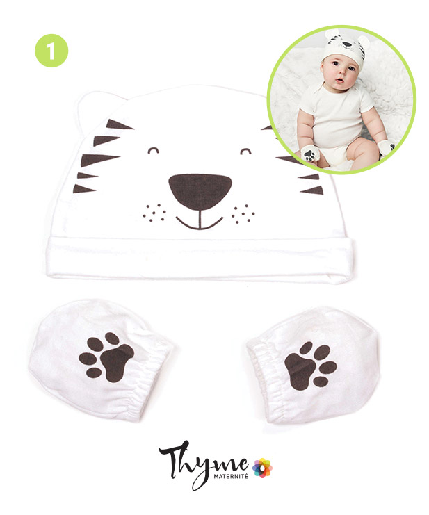 Bonnet et mitaines petit tigre